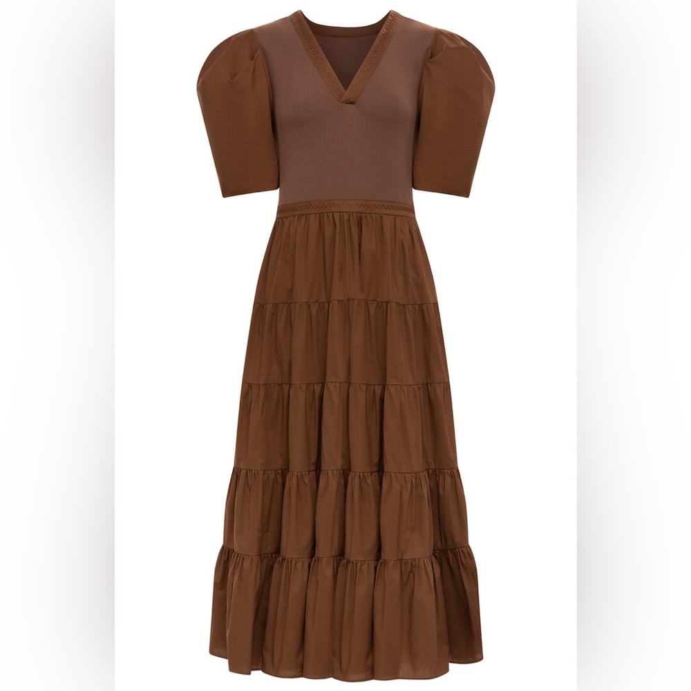 Anna Cate Collection - Elegant Brown Tiered Dress